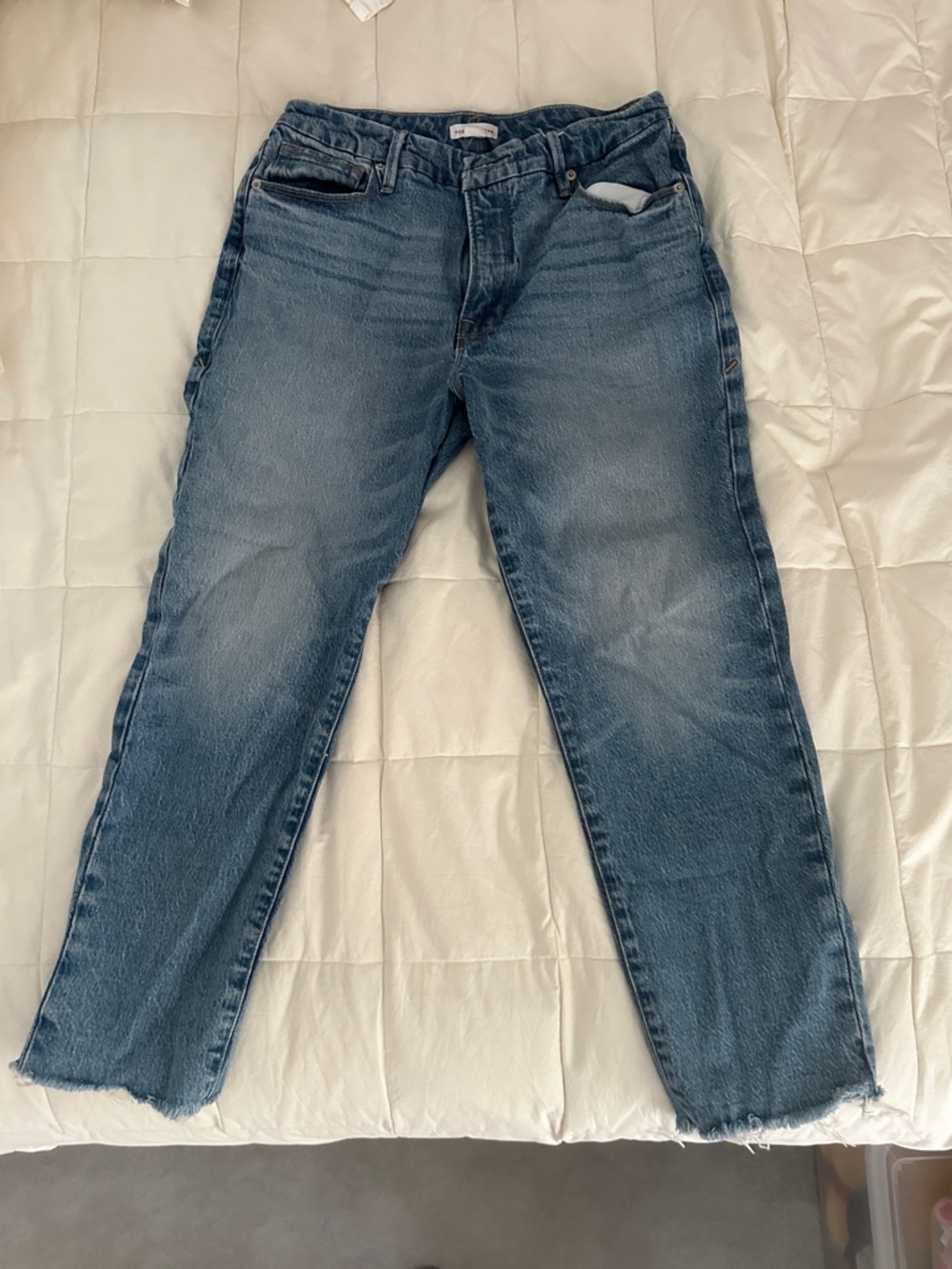 Good American Cropped Blue Denim Ankle Jeans